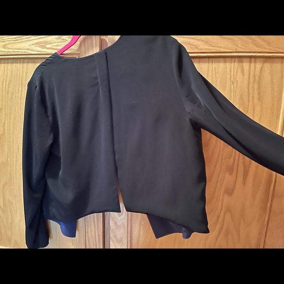Silk reversible jacket - O/S. Black and Navy Blue. Pockets. - Picture 3 of 6